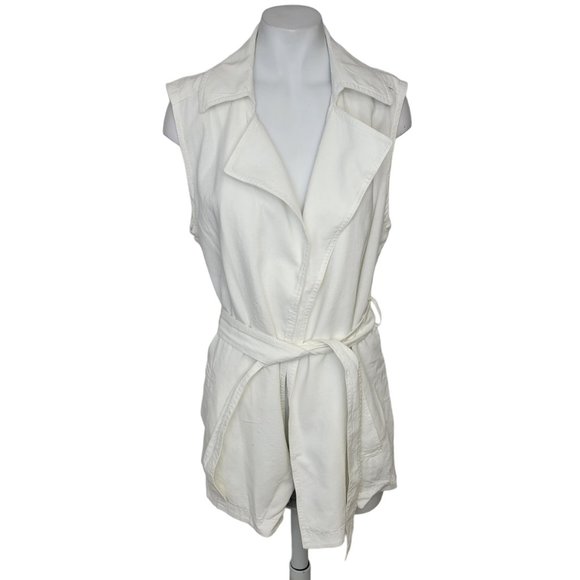 M | Wh | Linen X | Vest Top | Tie Waist | WHITE HOUSE BLACK MARKET - Picture 1 of 7